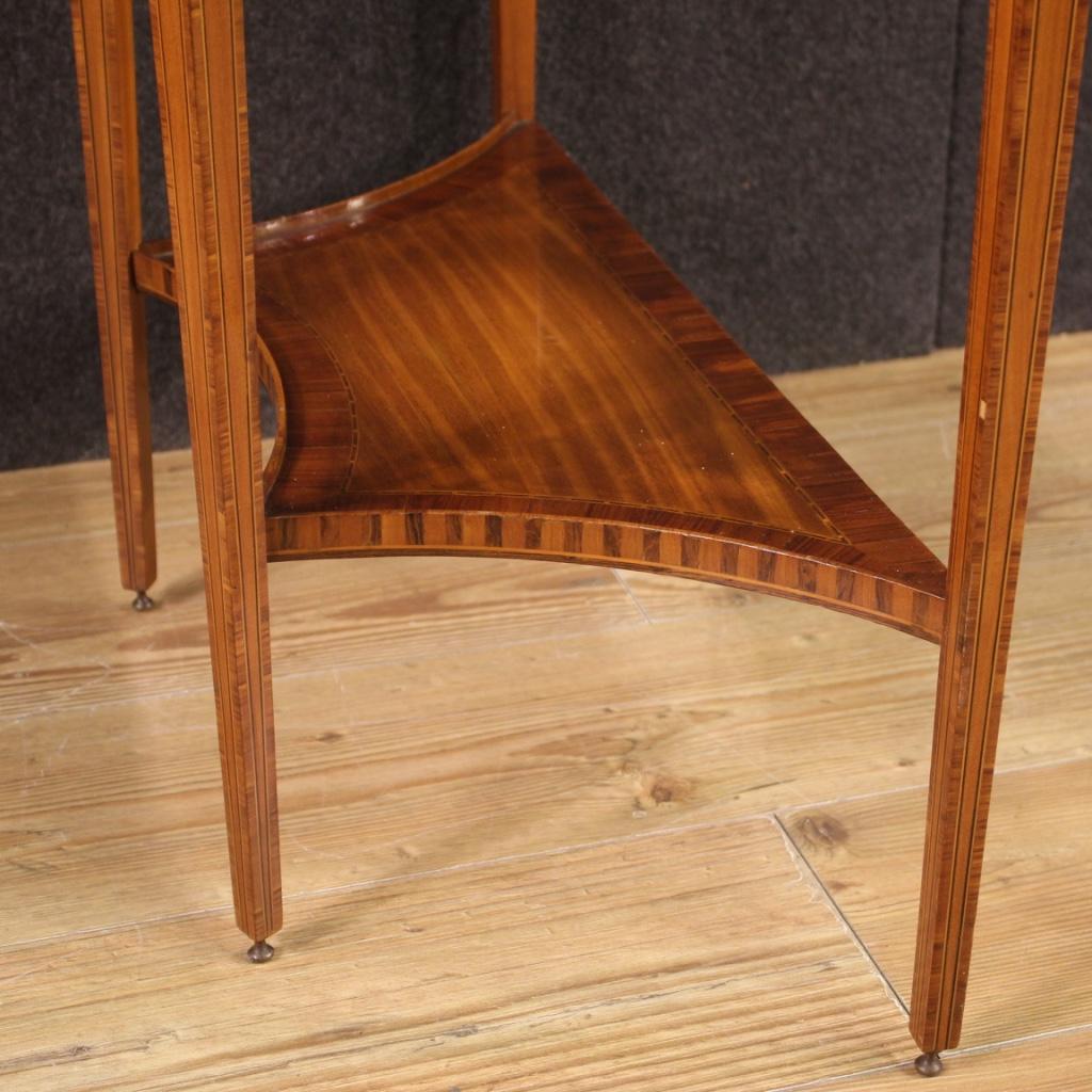 20th Century Inlaid Wood Italian Louis XVI Style Demilune Console Table, 1960 8