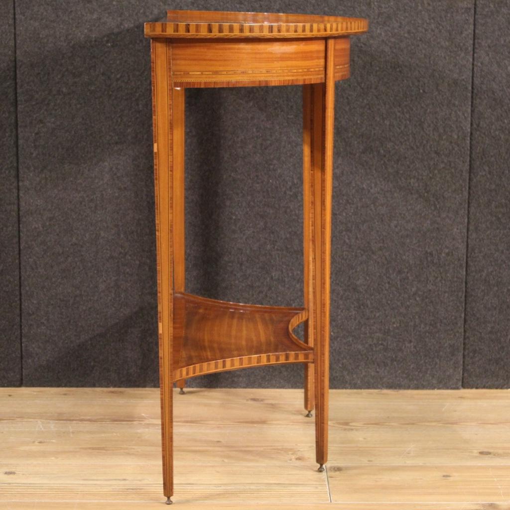20th Century Inlaid Wood Italian Louis XVI Style Demilune Console Table, 1960 5