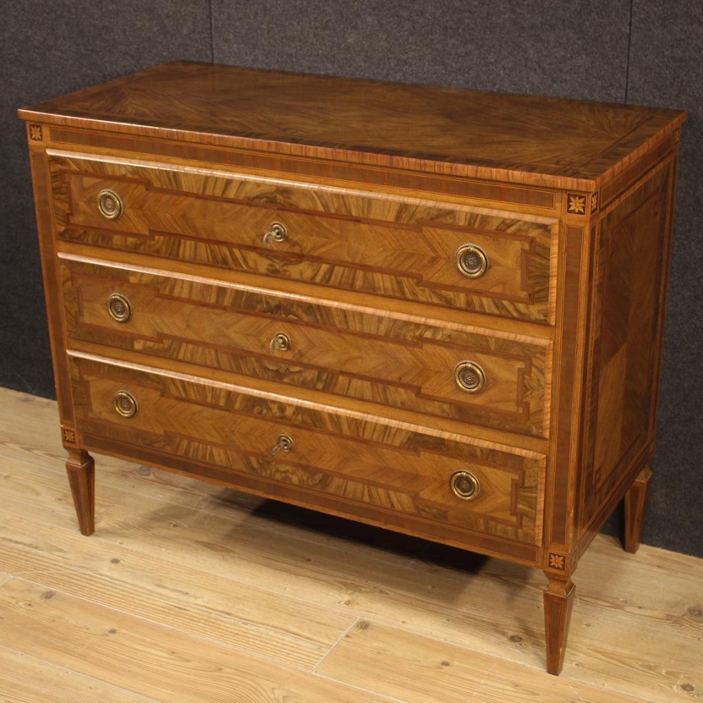 20th Century Inlaid Wood Italian Louis XVI Style Dresser, 1960 In Good Condition In Vicoforte, Piedmont
