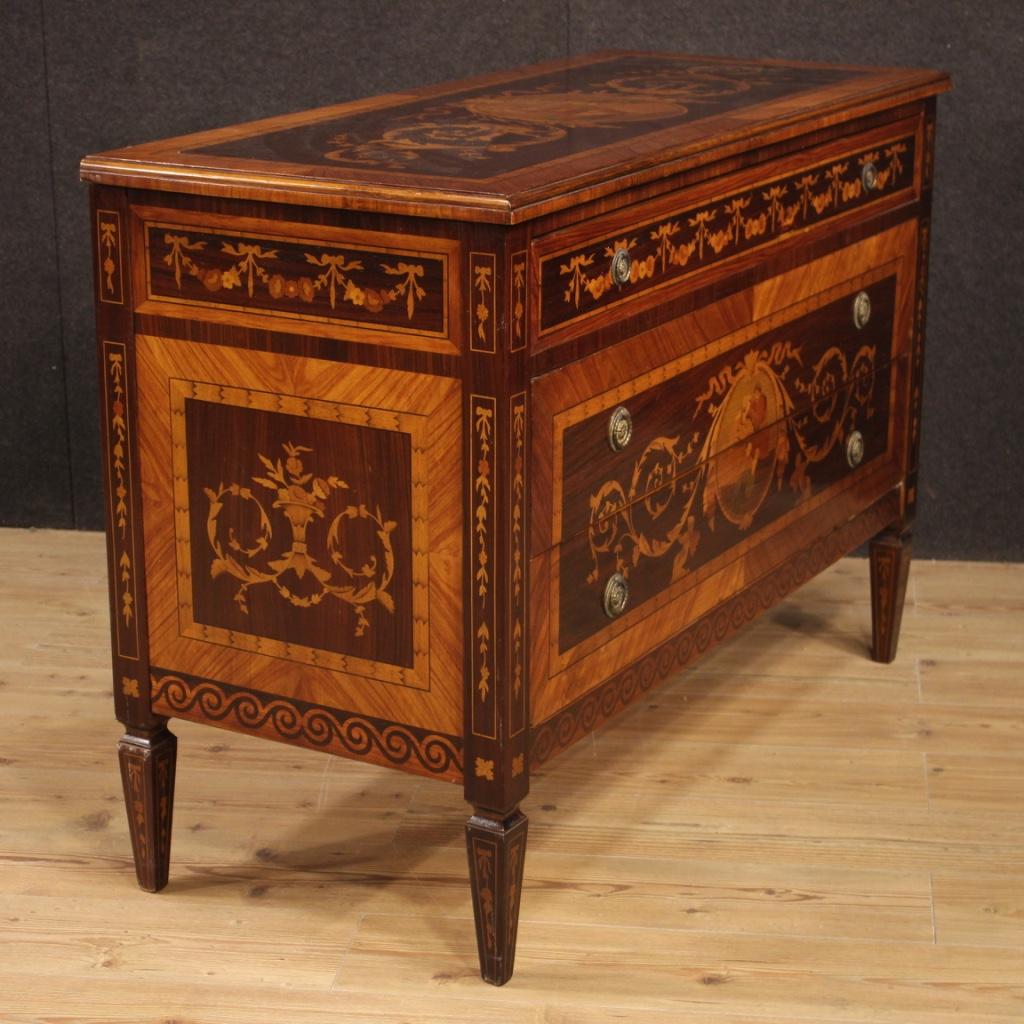 20th Century Inlaid Wood Italian Louis XVI Style Dresser Commode, 1960 1
