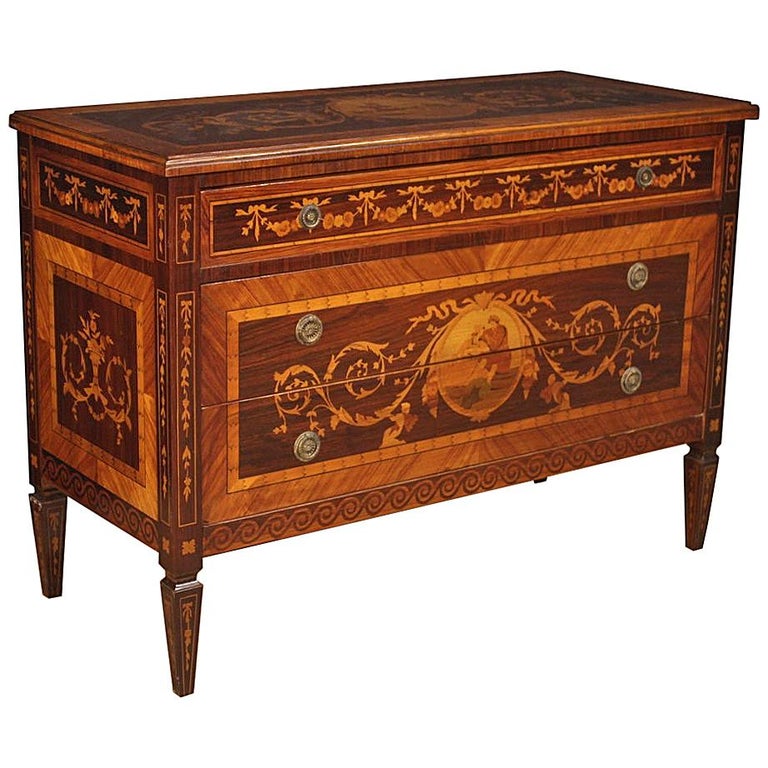 20th Century Inlaid Wood Italian Louis XVI Style Dresser Commode, 1960 ...