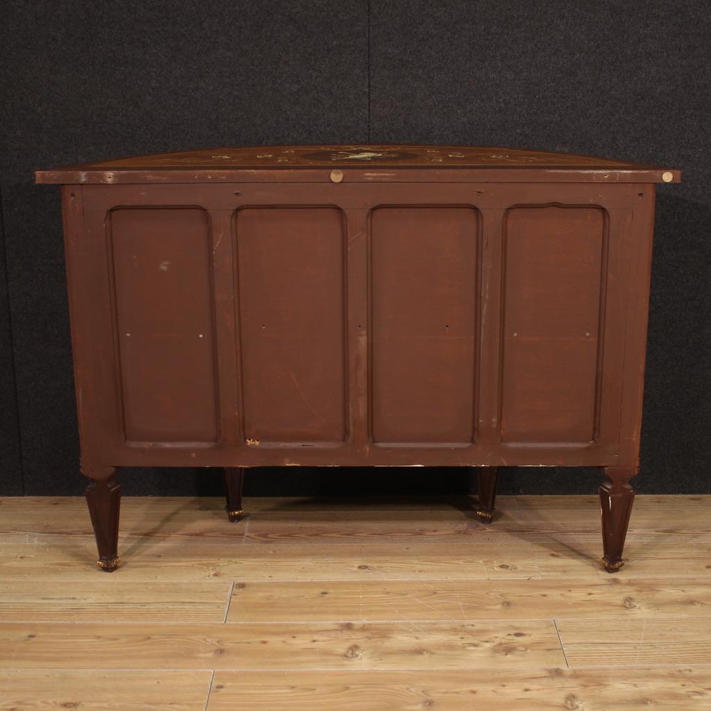 20th Century Inlaid Wood Italian Louis XVI Style Half Moon Sideboard, 1950s For Sale 8