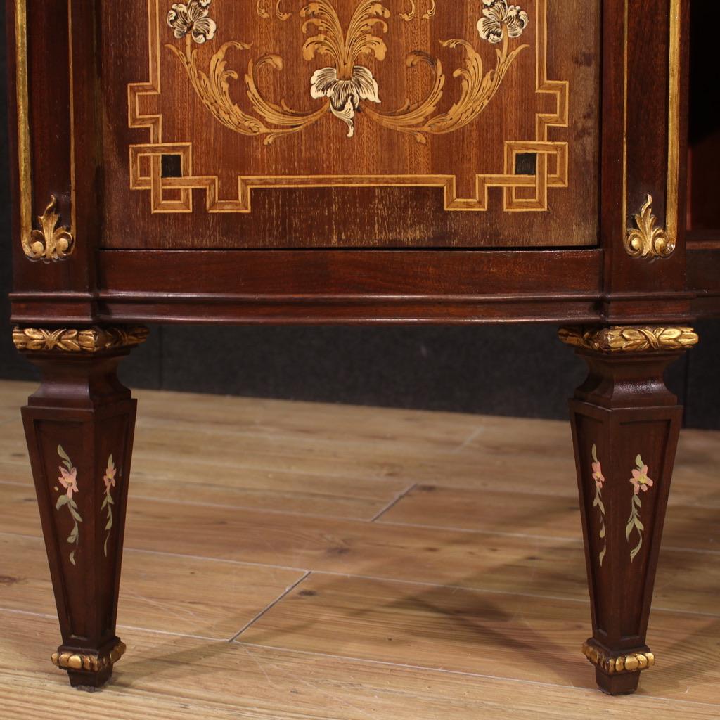 20th Century Inlaid Wood Italian Louis XVI Style Half Moon Sideboard, 1950s For Sale 2