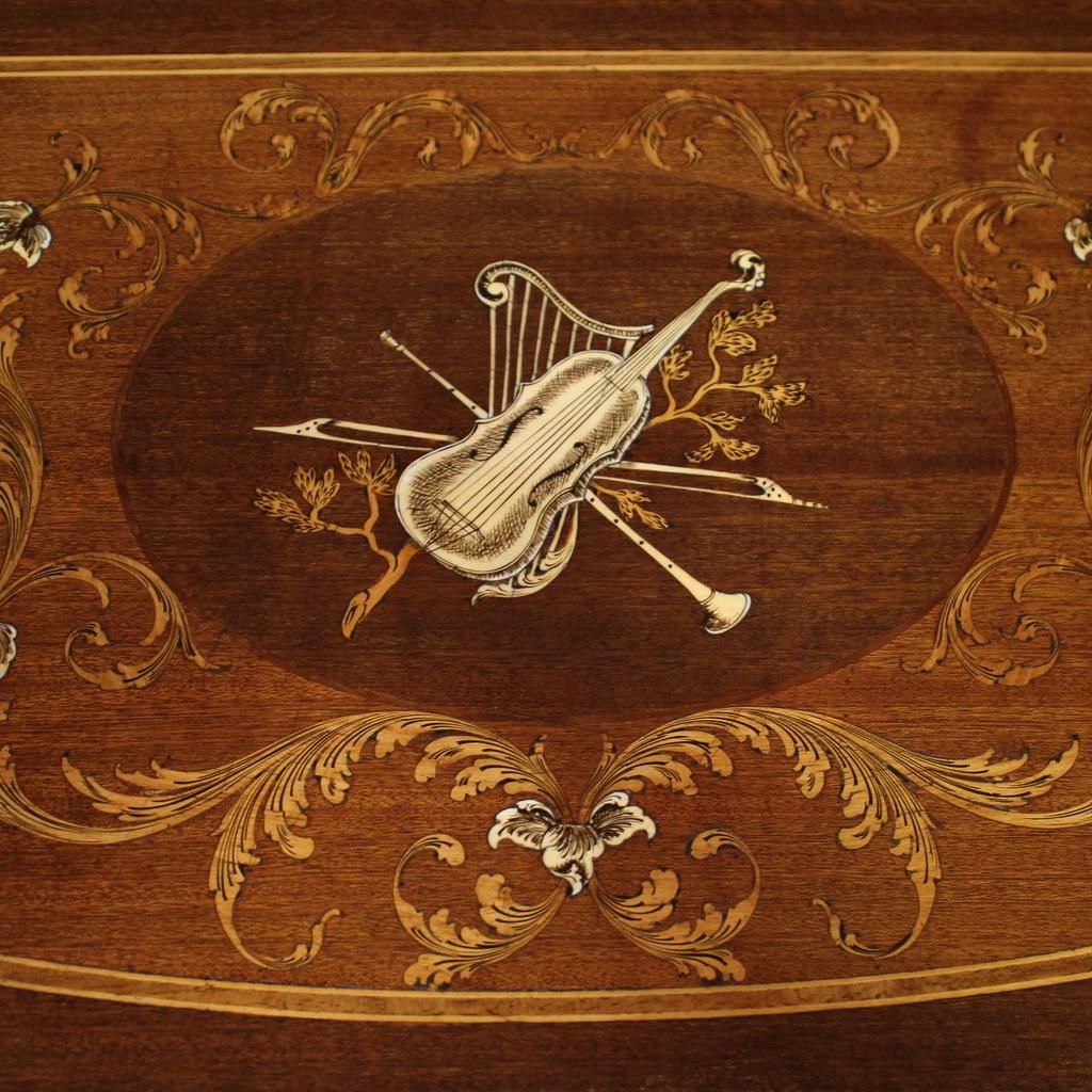 20th Century Inlaid Wood Italian Louis XVI Style Half Moon Sideboard, 1950s For Sale 5