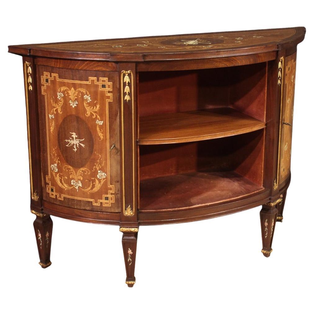 20. Jahrhundert Intarsienholz italienischer Louis XVI-Stil Halbmond-Anrichte, 1950er Jahre