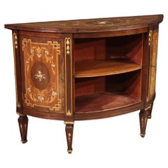 20th Century Inlaid Wood Italian Louis XVI Style Half Moon Sideboard, 1950s