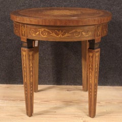 20th Century Inlaid Wood Italian Louis XVI Style Round Coffee Table, 1960