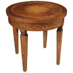 20th Century Inlaid Wood Italian Louis XVI Style Round Coffee Table, 1960