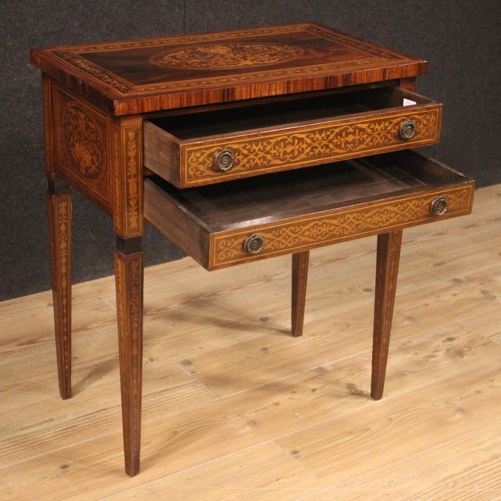 20th Century Inlaid Wood Italian Louis XVI Style Side Table, 1950 4