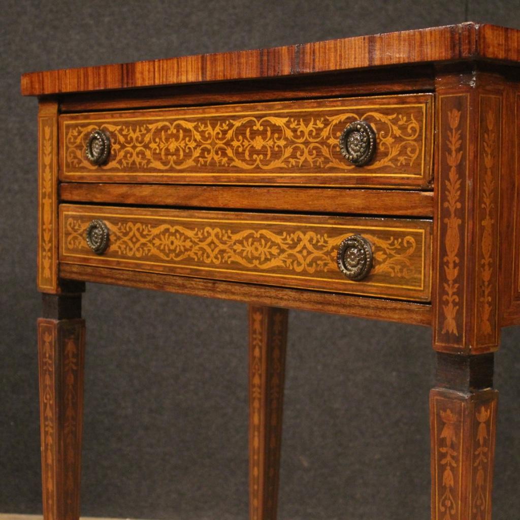 Inlay 20th Century Inlaid Wood Italian Louis XVI Style Side Table, 1950