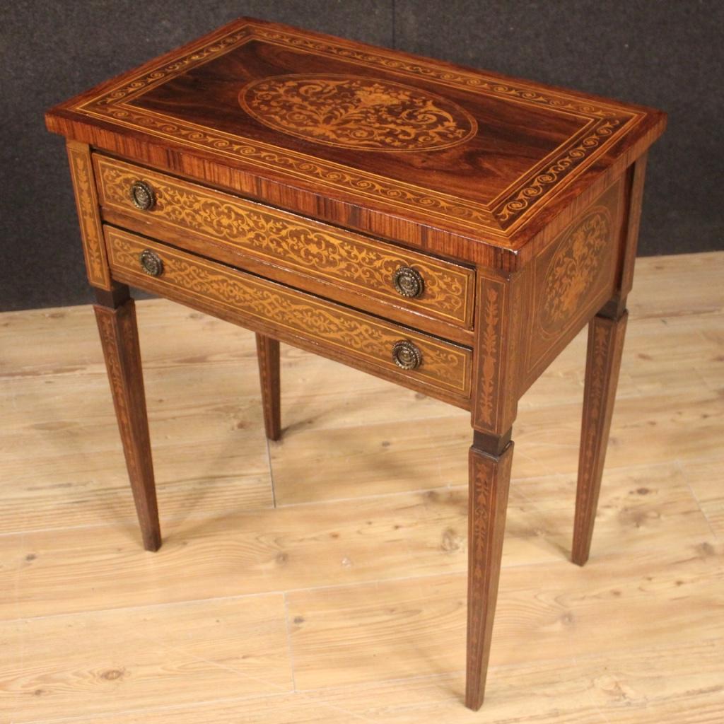 20th Century Inlaid Wood Italian Louis XVI Style Side Table, 1950 In Good Condition In Vicoforte, Piedmont