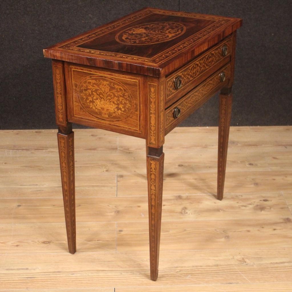 Mid-20th Century 20th Century Inlaid Wood Italian Louis XVI Style Side Table, 1950