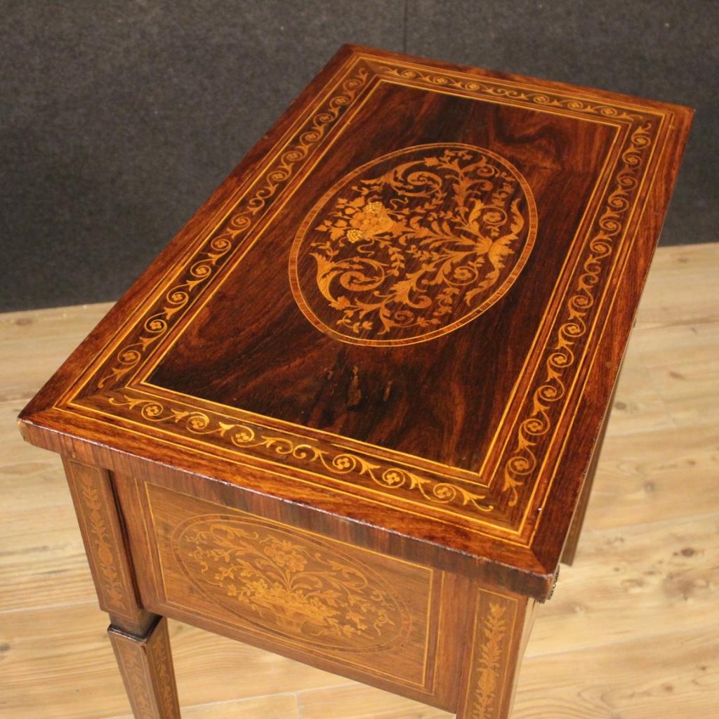 20th Century Inlaid Wood Italian Louis XVI Style Side Table, 1950 2