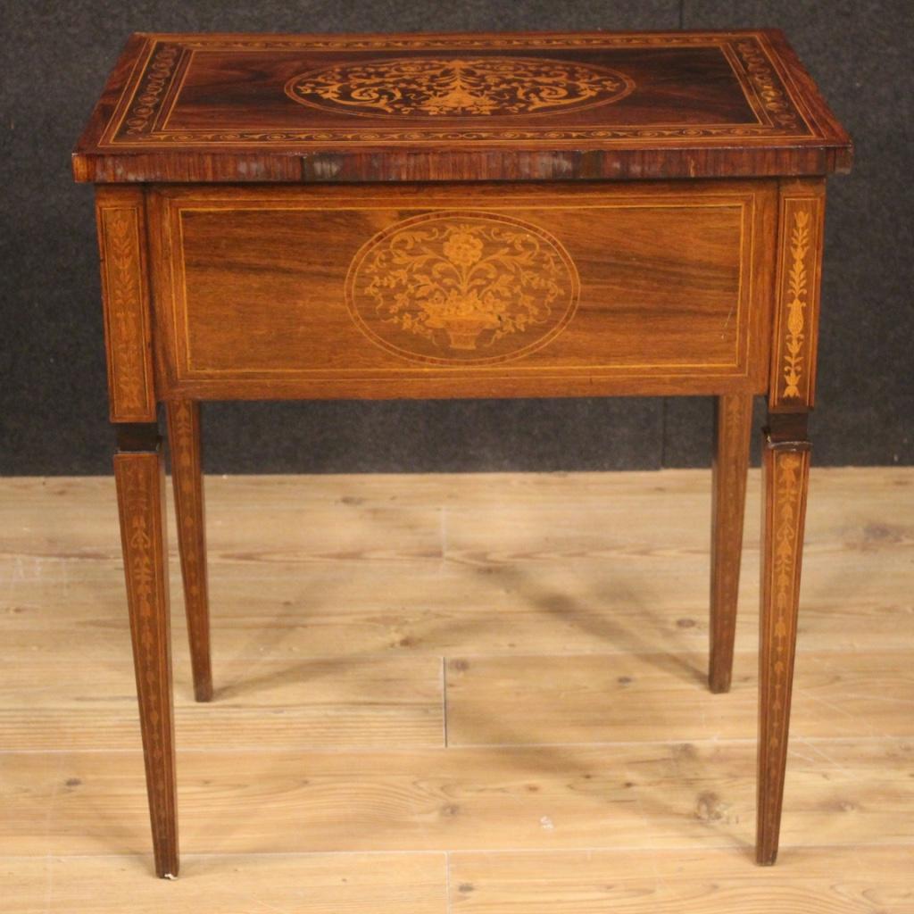 20th Century Inlaid Wood Italian Louis XVI Style Side Table, 1950 3
