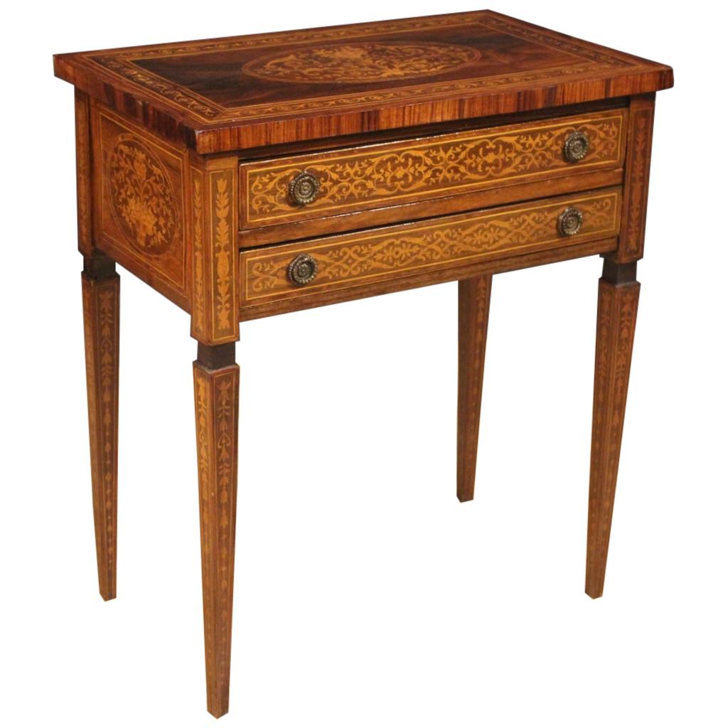 20th Century Inlaid Wood Italian Louis XVI Style Side Table, 1950