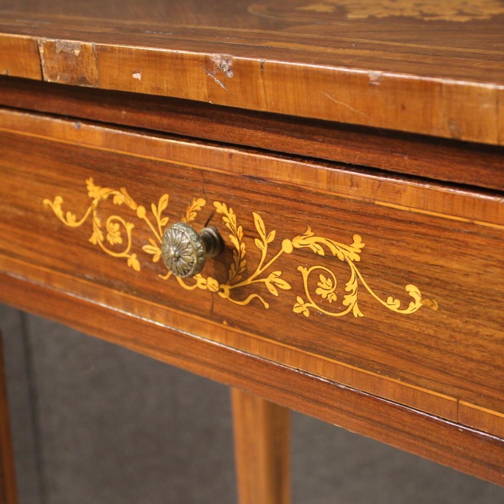 20th Century Inlaid Wood Italian Louis XVI Style Side Table, 1960 6