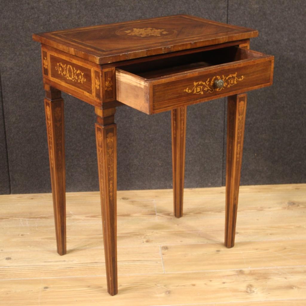 20th Century Inlaid Wood Italian Louis XVI Style Side Table, 1960 7