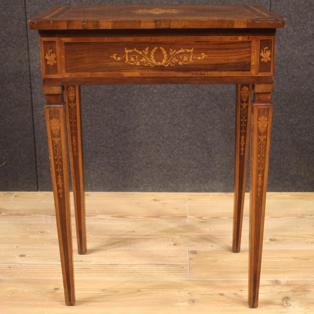 20th Century Inlaid Wood Italian Louis XVI Style Side Table, 1960 2