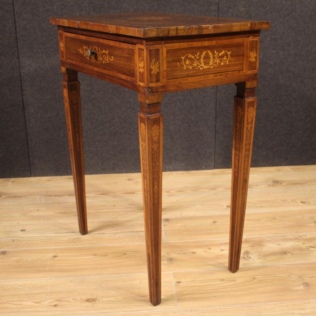 20th Century Inlaid Wood Italian Louis XVI Style Side Table, 1960 4