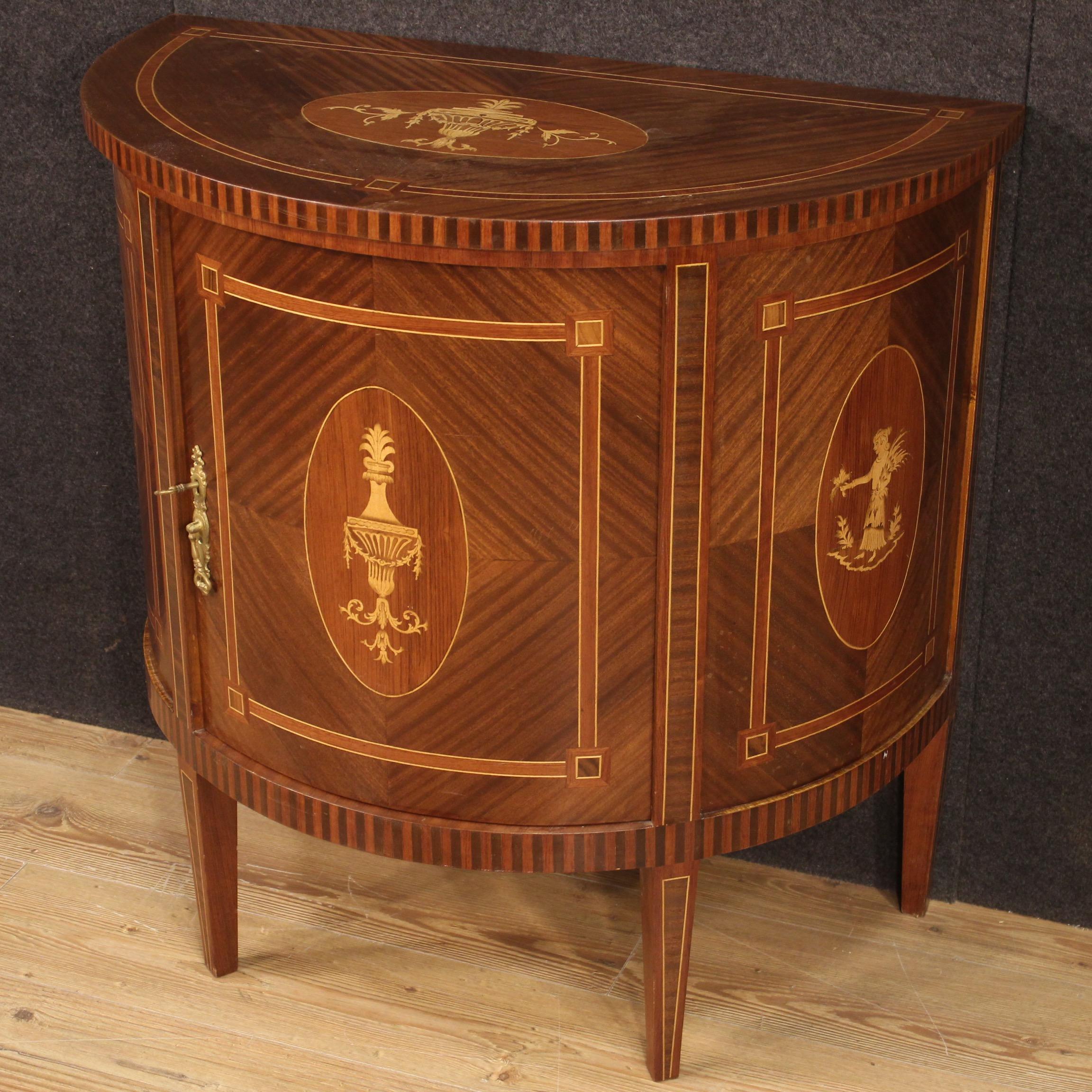 20th Century Inlaid Wood Italian Louis XVI Style Sideboard, 1960 In Good Condition In Vicoforte, Piedmont