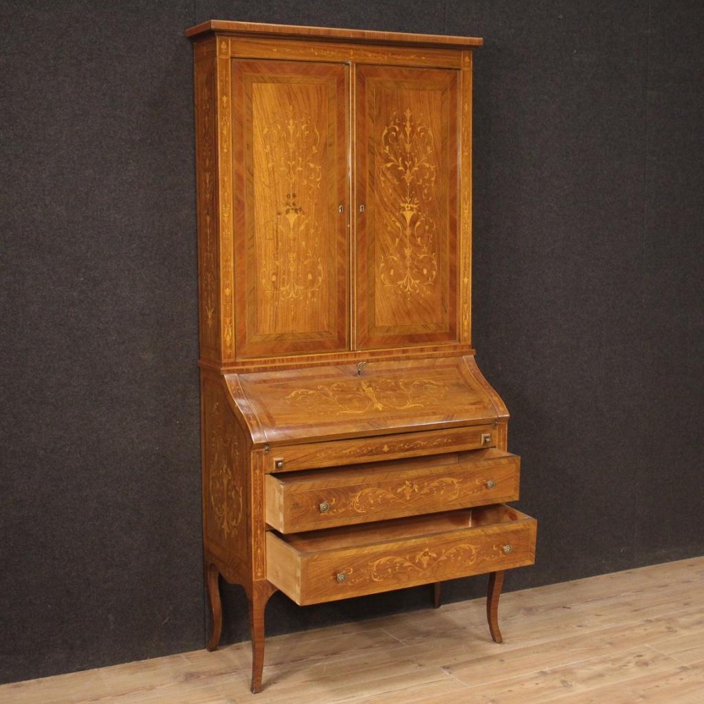 20th Century Inlaid Wood Italian Louis XVI Style Trumeau Desk, 1950 2