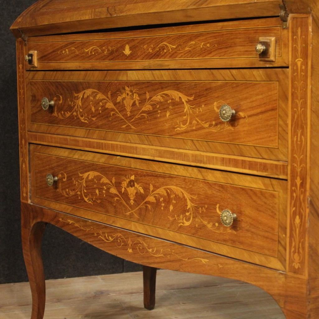 20th Century Inlaid Wood Italian Louis XVI Style Trumeau Desk, 1950 5