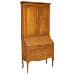 20th Century Inlaid Wood Italian Louis XVI Style Trumeau Desk, 1950