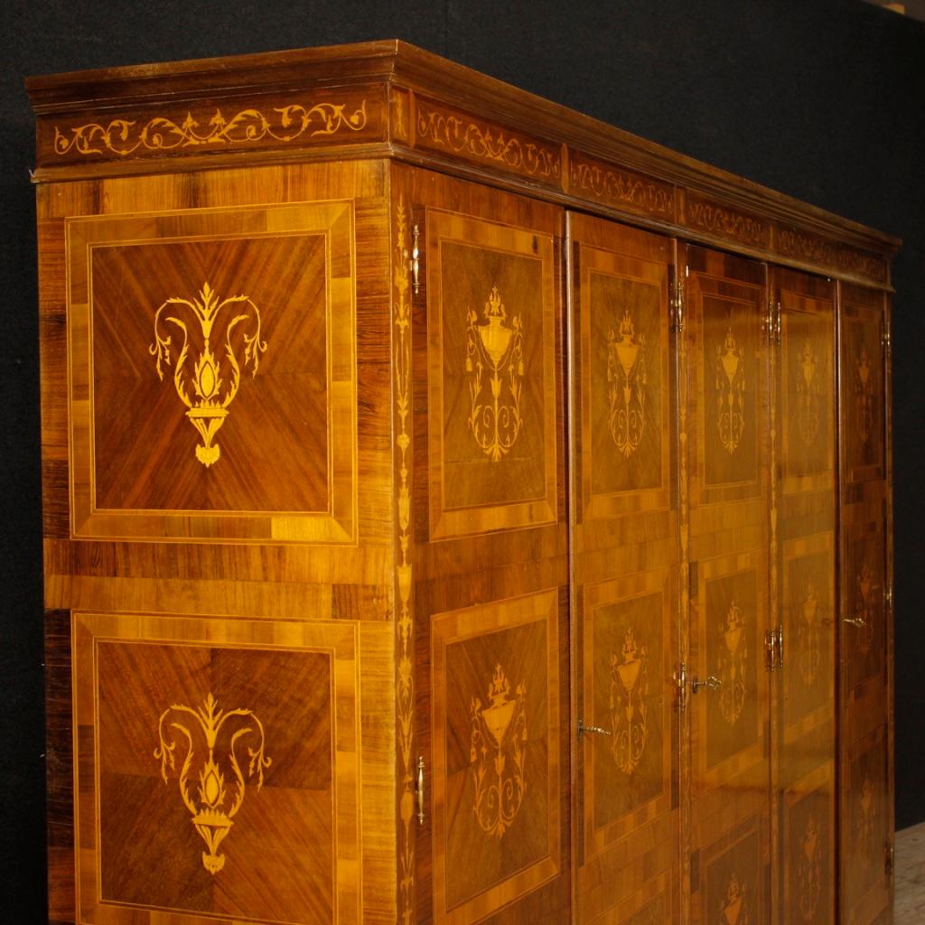 20th Century Inlaid Wood Italian Louis XVI Style Wardrobe, 1960 5