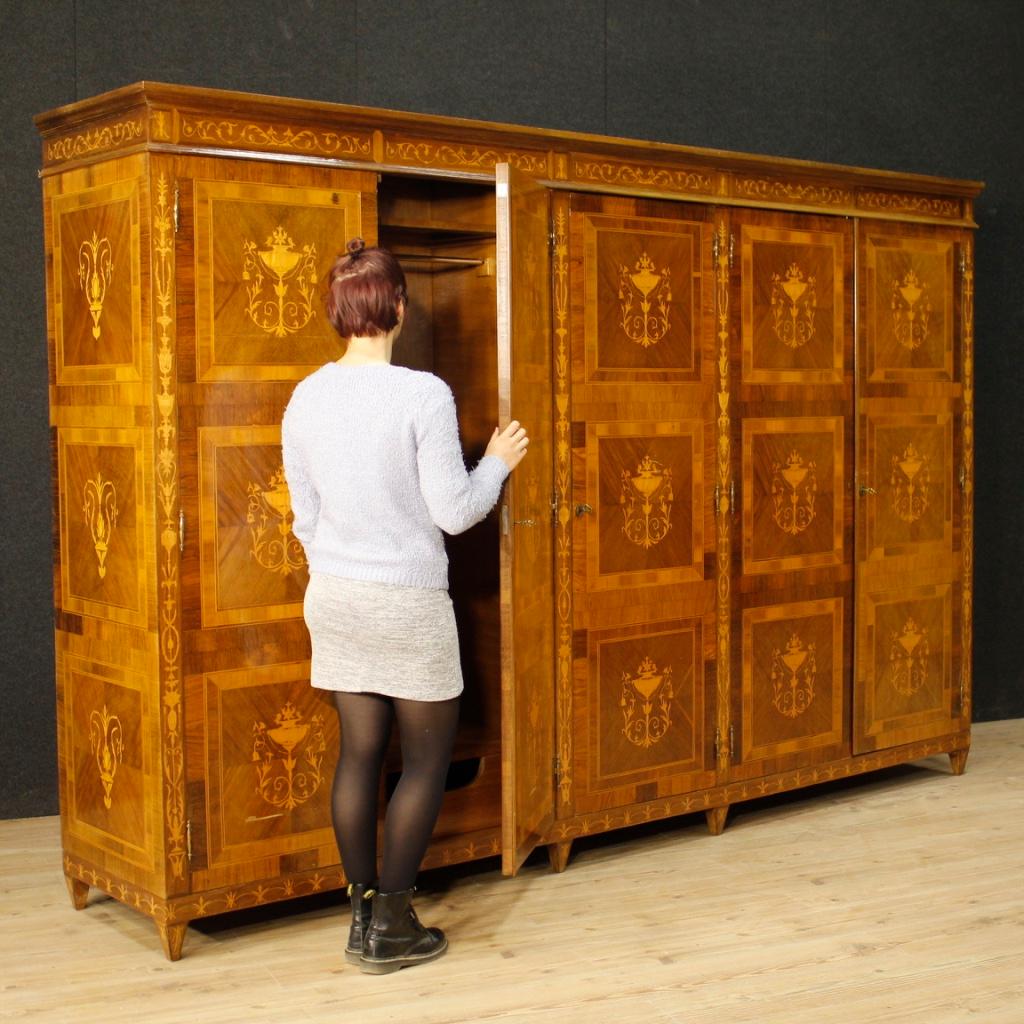 20th Century Inlaid Wood Italian Louis XVI Style Wardrobe, 1960 7