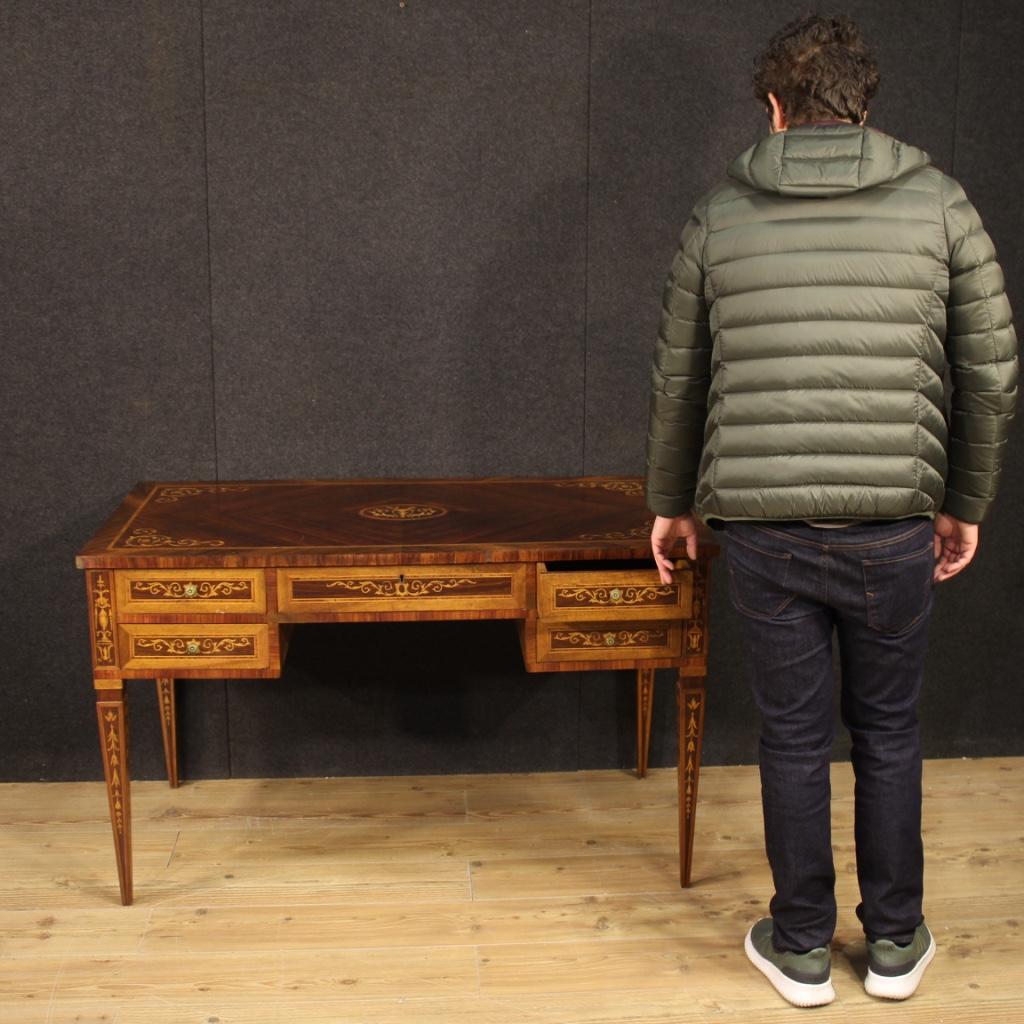 20th Century Inlaid Wood Italian Louis XVI Style Writing Desk, 1960 5