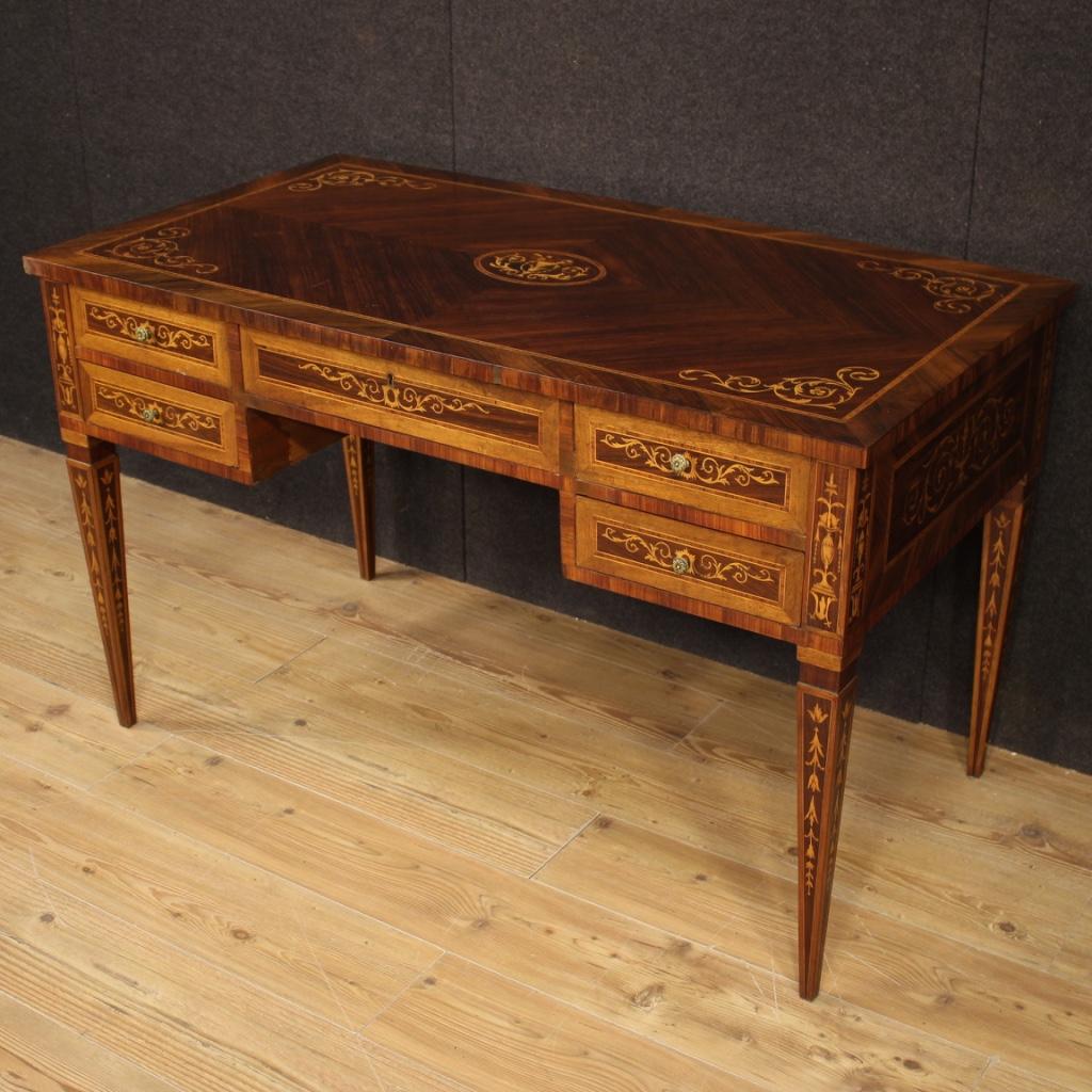 20th Century Inlaid Wood Italian Louis XVI Style Writing Desk, 1960 6