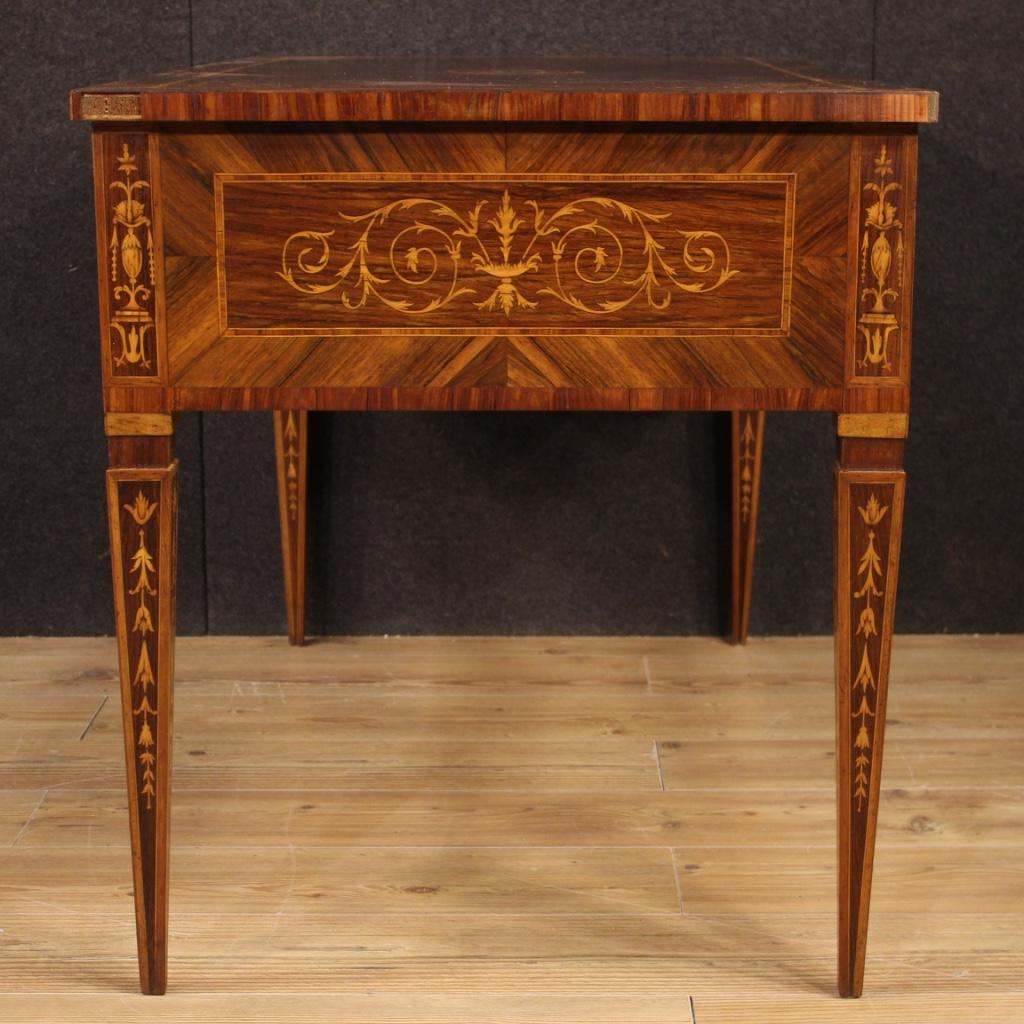 20th Century Inlaid Wood Italian Louis XVI Style Writing Desk, 1960 2