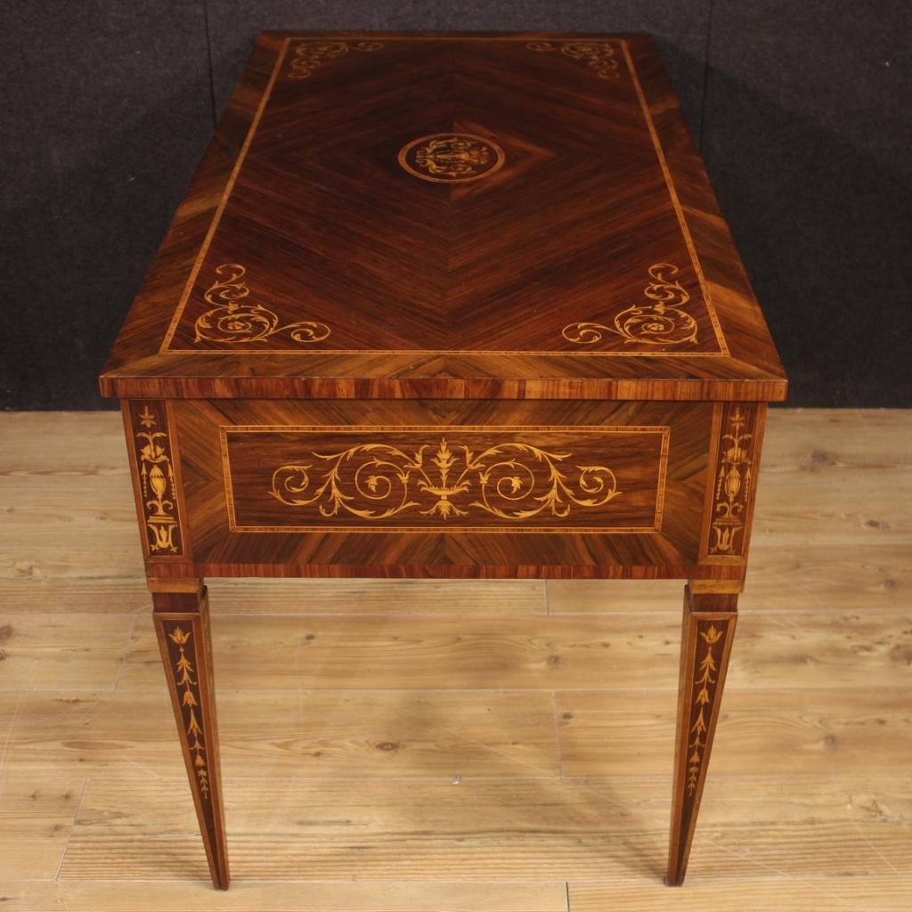 20th Century Inlaid Wood Italian Louis XVI Style Writing Desk, 1960 4