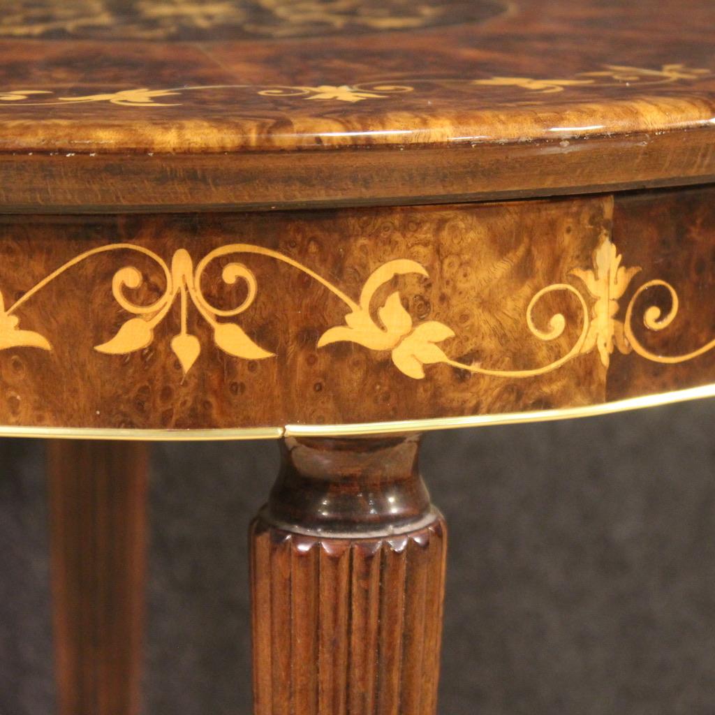 20th Century Inlaid Wood Italian Round Coffee Table, 1960 For Sale 3
