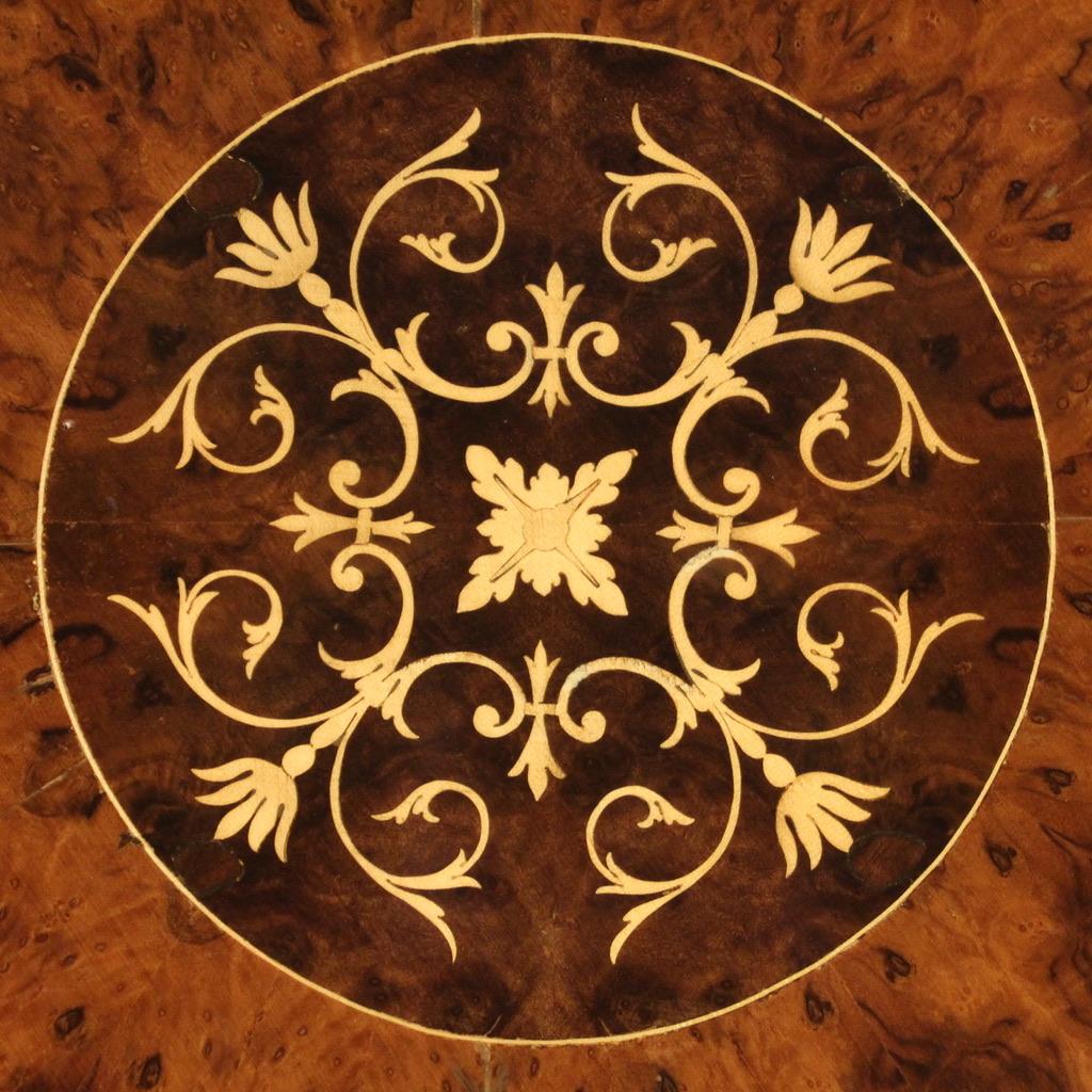 20th Century Inlaid Wood Italian Round Coffee Table, 1960 For Sale 5