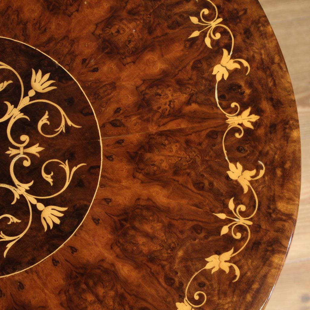 20th Century Inlaid Wood Italian Round Coffee Table, 1960 For Sale 6