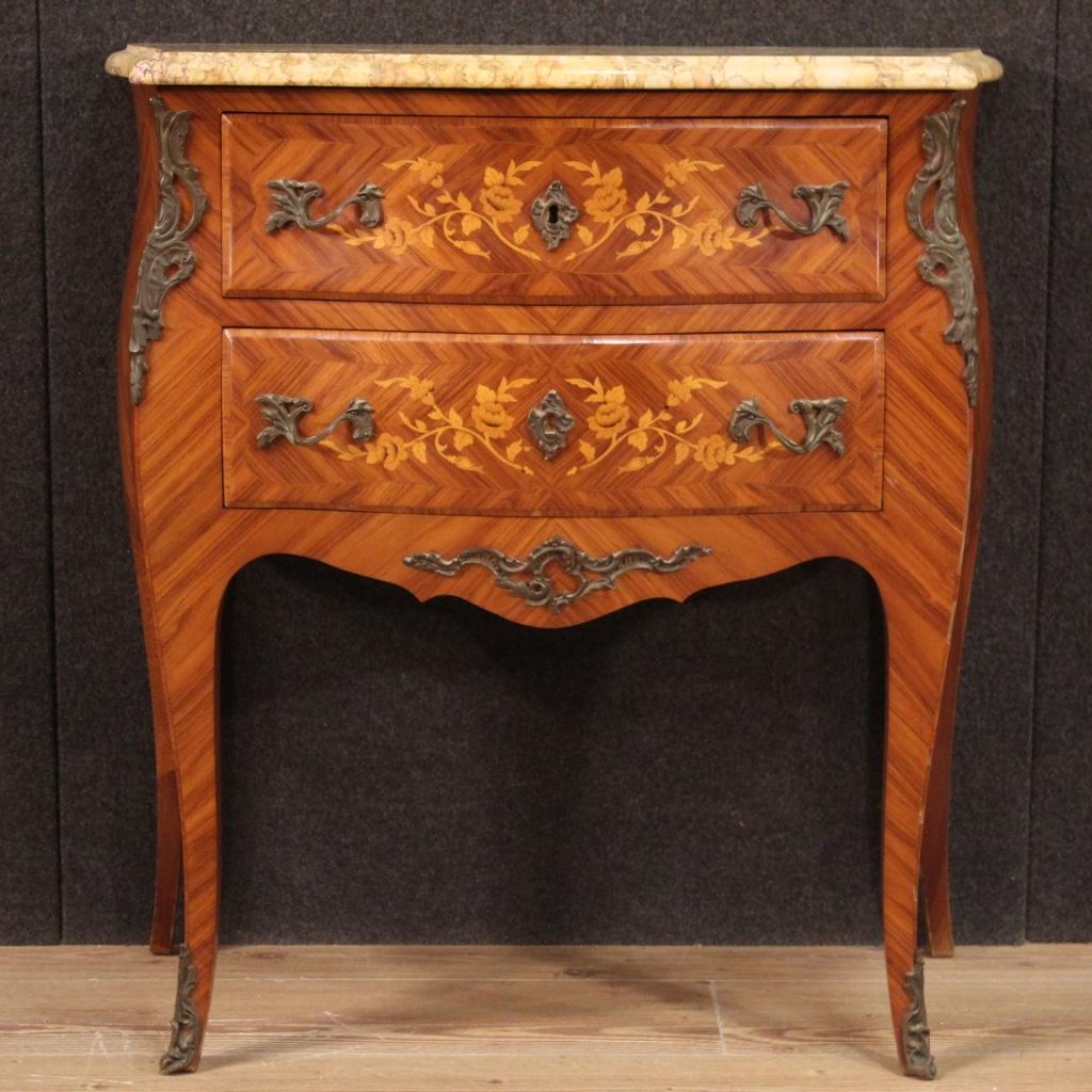 Inlay 20th Century Inlaid Wood Louis XV Style French Chest of Drawers, 1960