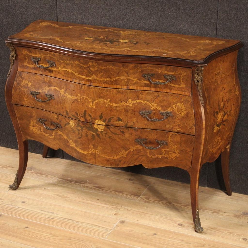 Mid-20th Century 20th Century Inlaid Wood Louis XV Style Italian Commode, 1960