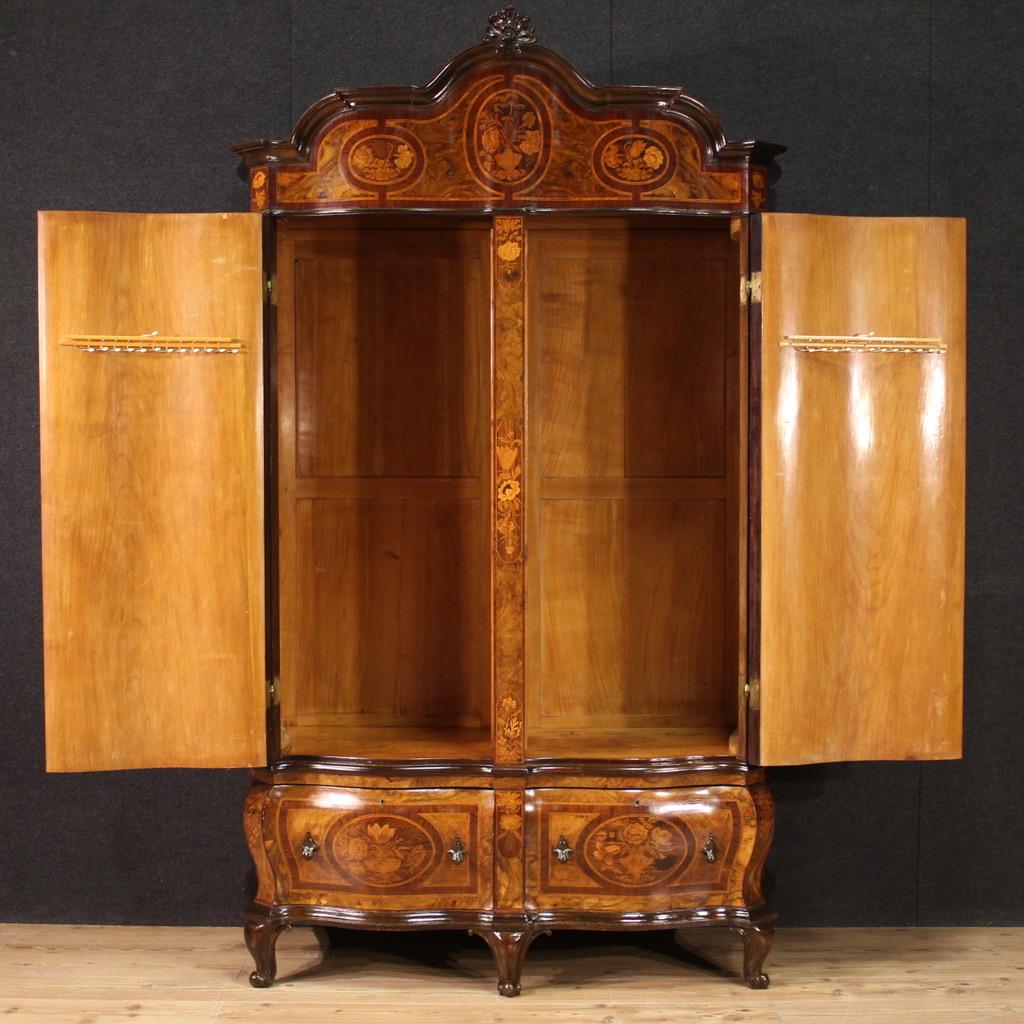 20th Century Inlaid Wood Louis XV Style Wardrobe, 1950 in vendita 5