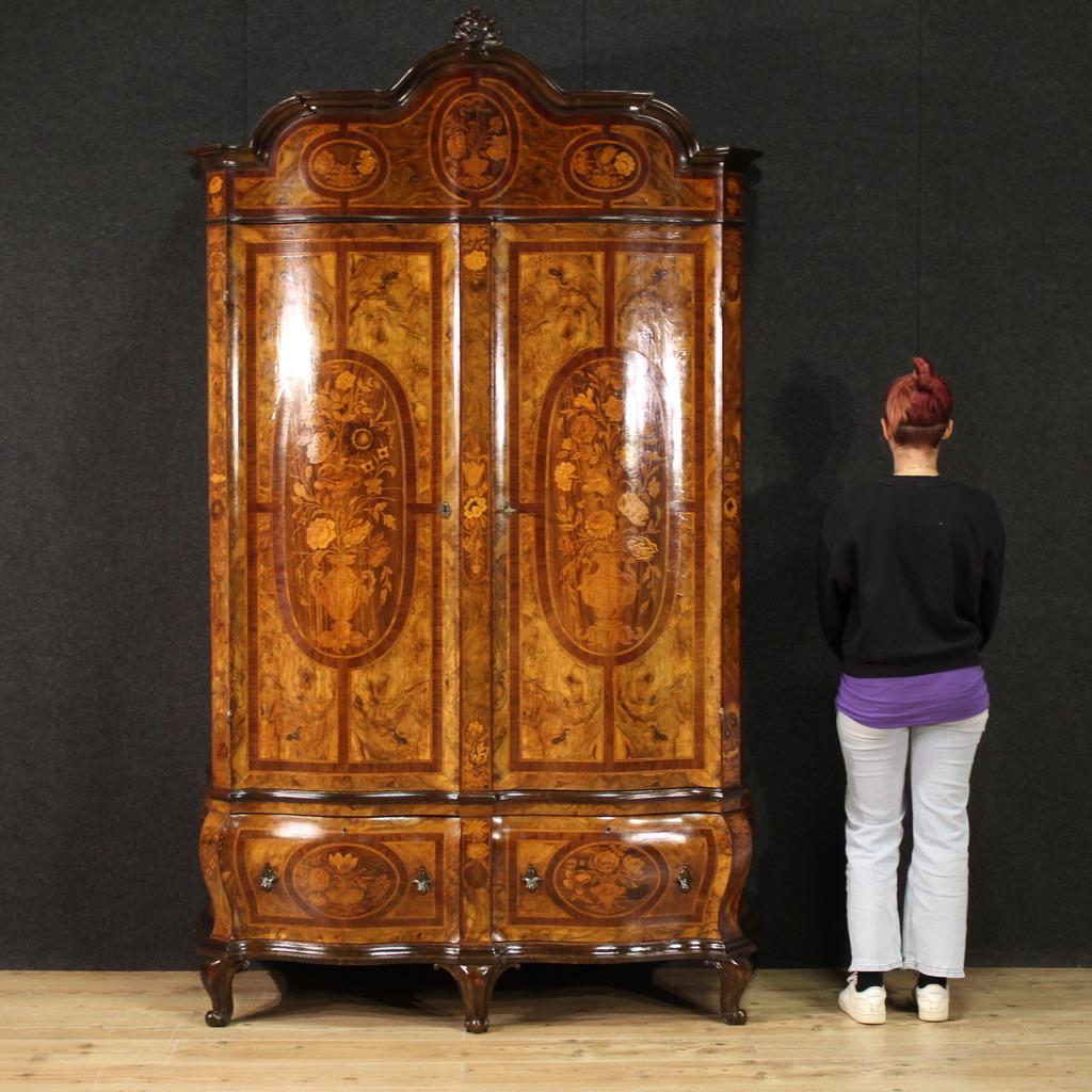 Luigi XV 20th Century Inlaid Wood Louis XV Style Wardrobe, 1950 in vendita