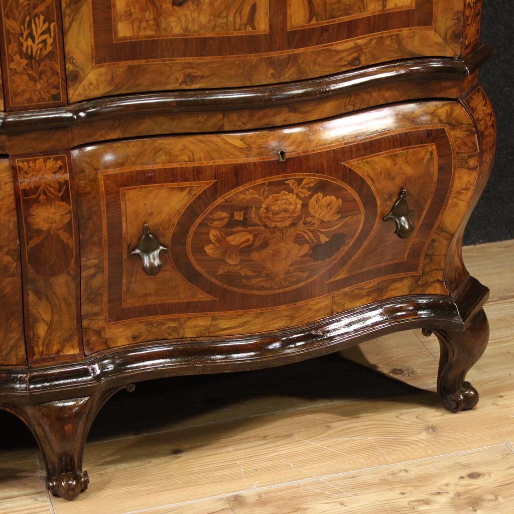 20th Century Inlaid Wood Louis XV Style Wardrobe, 1950 In condizioni buone in vendita a Vicoforte, Piedmont
