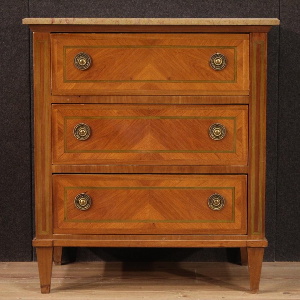 Inlay 20th Century Inlaid Wood Louis XVI Style French Chest of Drawers, 1950 For Sale