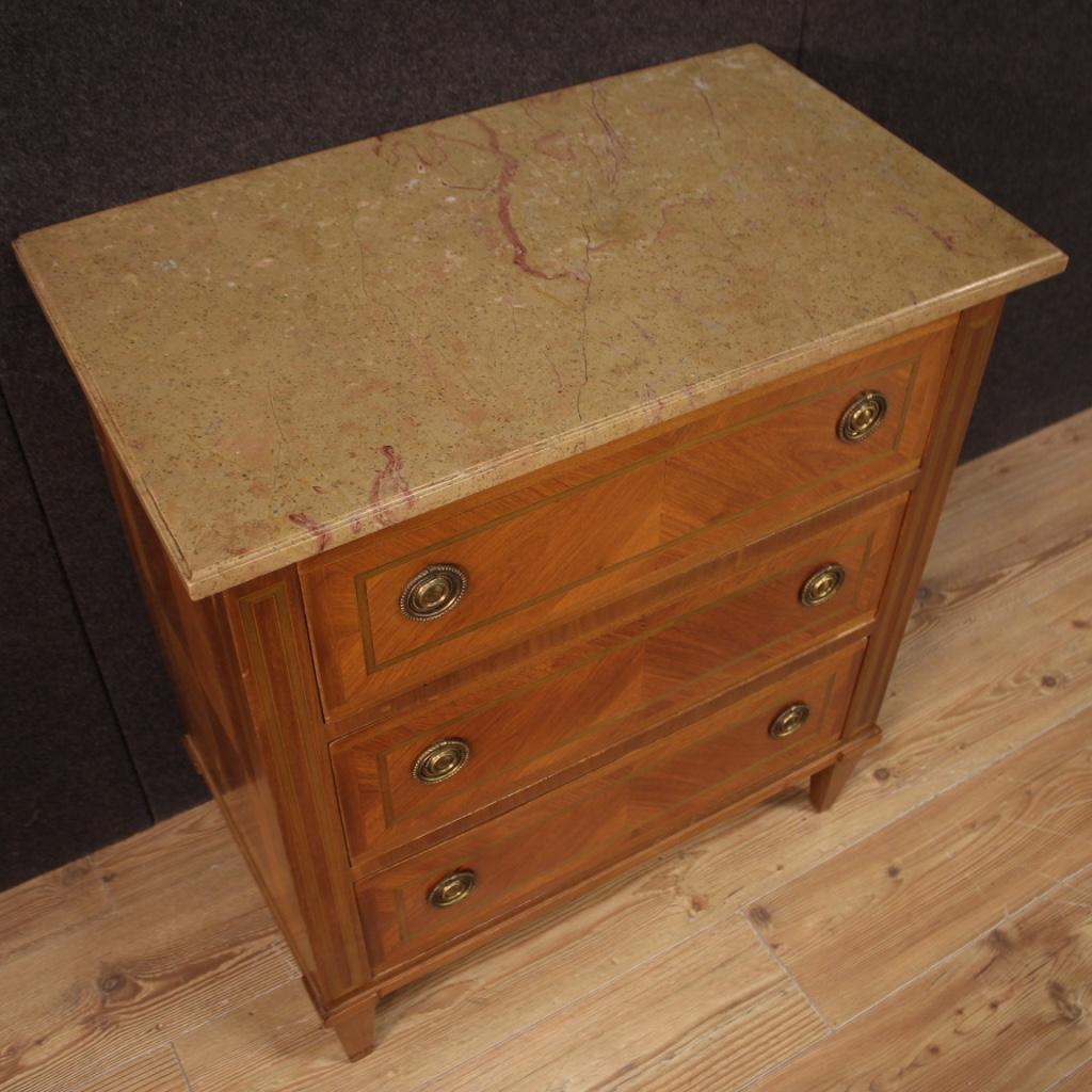 20th Century Inlaid Wood Louis XVI Style French Chest of Drawers, 1950 For Sale 3