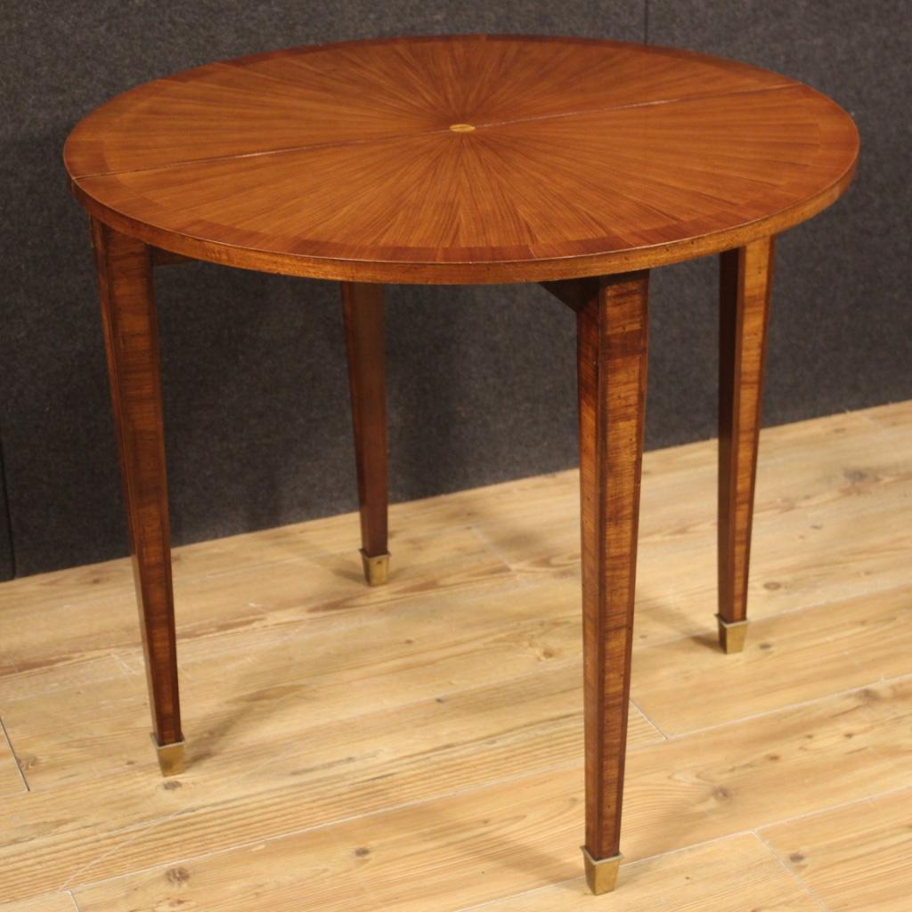 20th Century Inlaid Wood Louis XVI Style French Demilune Side Table, 1950 2