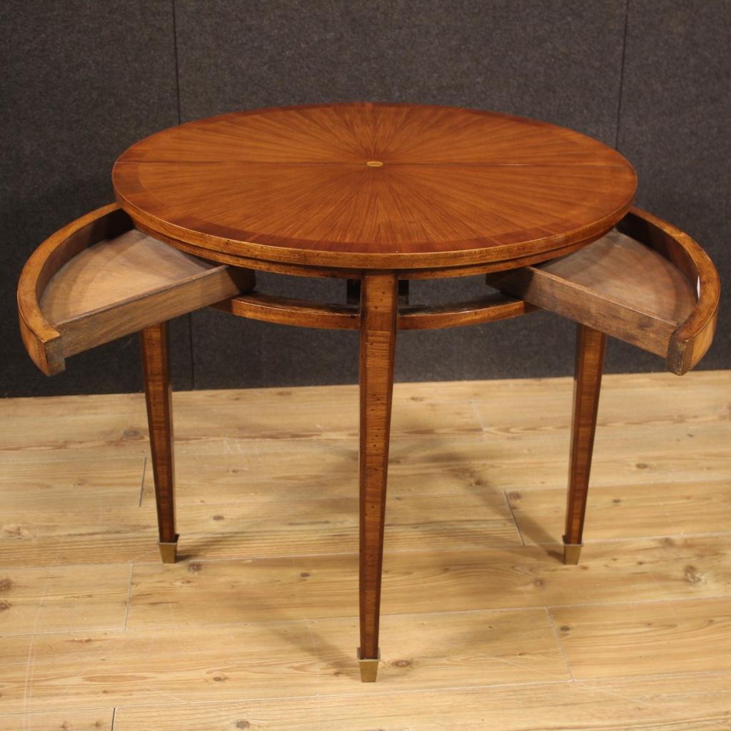 20th Century Inlaid Wood Louis XVI Style French Demilune Side Table, 1950 3