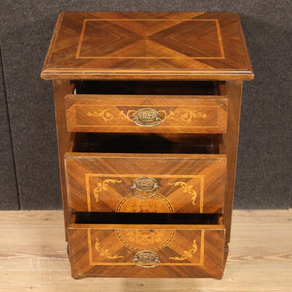 20th Century Inlaid Wood Louis XVI Style Italian Bedside Table, 1970 For Sale 4