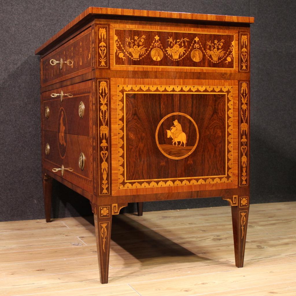 20th Century Inlaid Wood Louis XVI Style Italian Commode, 1950 in vendita 4