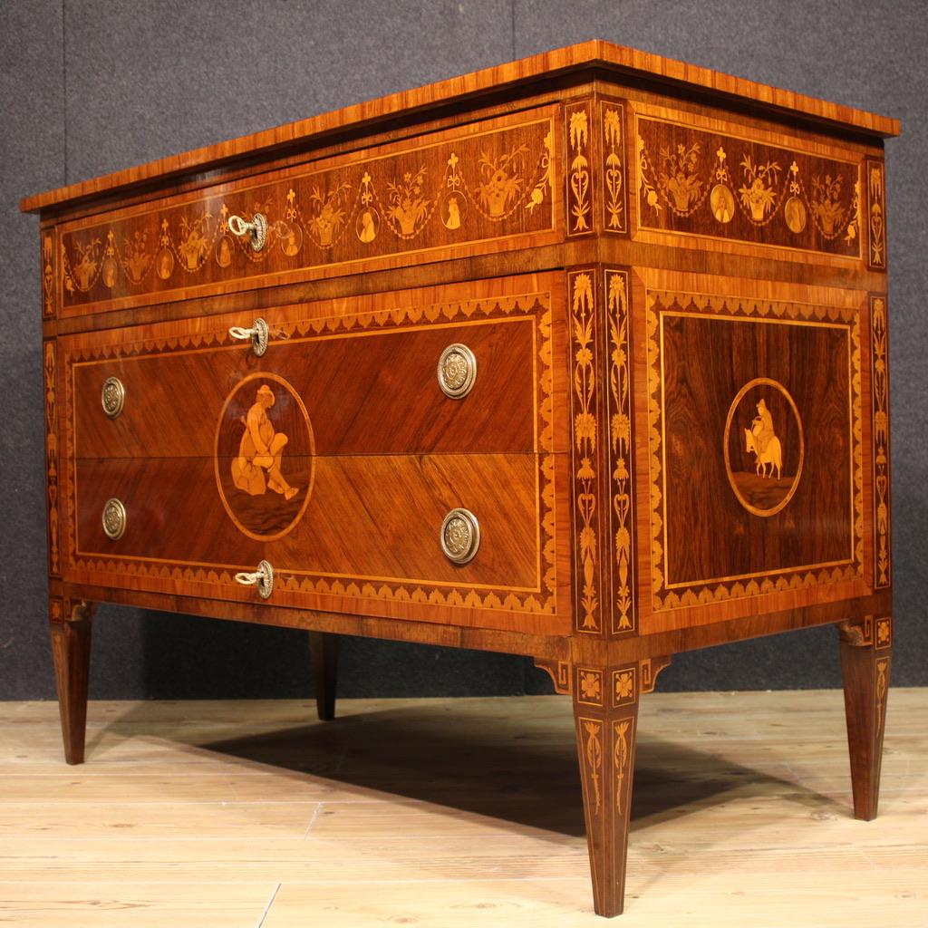 20th Century Inlaid Wood Louis XVI Style Italian Commode, 1950 in vendita 5