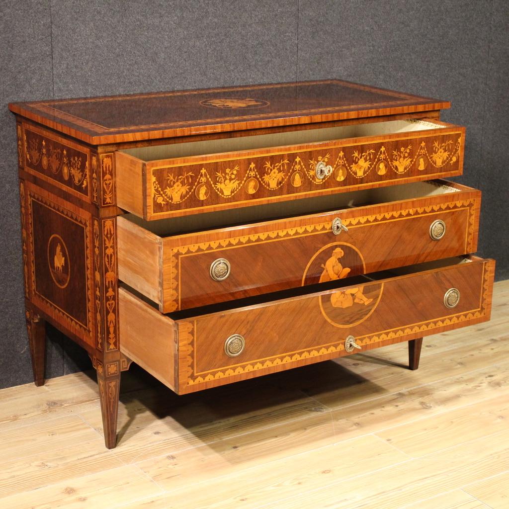 20th Century Inlaid Wood Louis XVI Style Italian Commode, 1950 in vendita 6