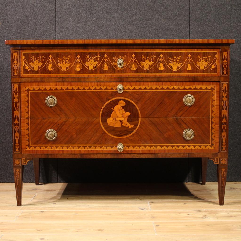Luigi XVI 20th Century Inlaid Wood Louis XVI Style Italian Commode, 1950 in vendita